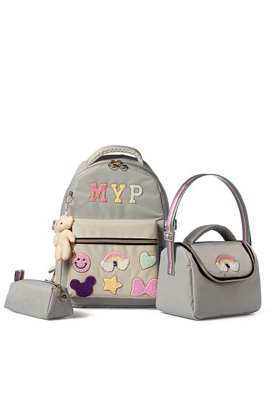 MY POLO 2055 Triple Set Girls' Primary School Middle School Bag Backpack School Bag Multi-Compartment Ortho