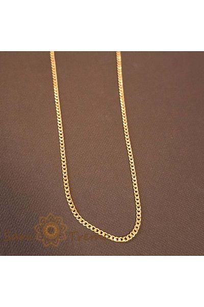 saratremo Unisex Chain with Flat Links, Continuous Design, Gold-Plated - 45 cm