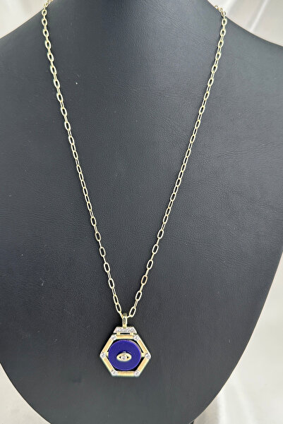 Modex Gold Color Necklace with Hexagon Figure Eye Detail (50cm)