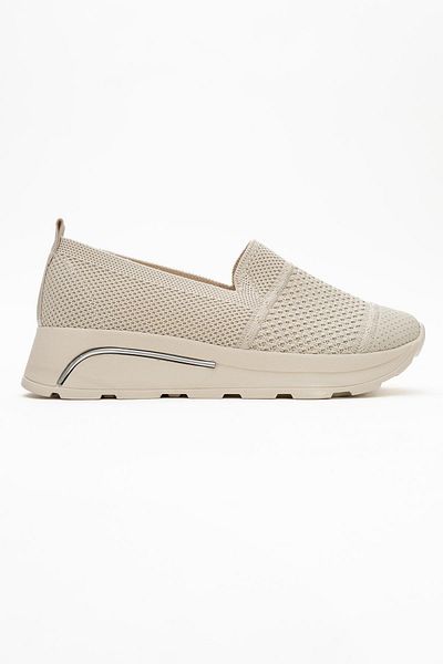 CCWAY AYAKKABI Knitwear Comfortable Soft Soled Women's Shoes Cream Cream