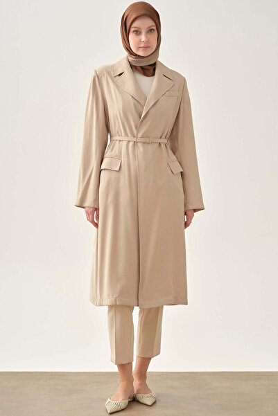 Tuğba Kemerli Uzun Ceket - Bej
