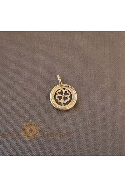 saratremo Unisex Pendant Plated with Gold – Four-Leaf Clover, Lucky Symbol, 1.5 cm
