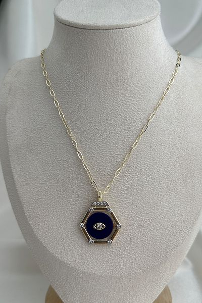Modex Gold Color Necklace with Hexagon Figure Eye Detail (50cm)