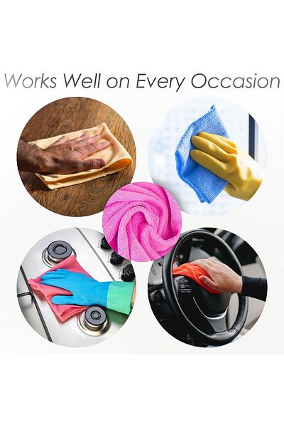 Other Pack of 10 Microfibre Cleaning Cloths Dusters Car Bathroom Polish Towels, Multi-Colour