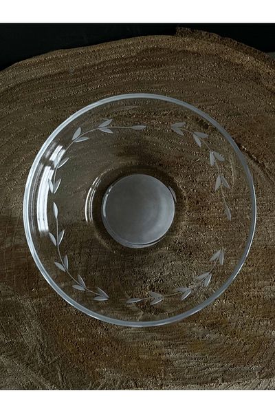 DECOSTYLE Pasabahce Ajda Creeper Decorated Hand Cut 6 Piece Glass Tea Plate