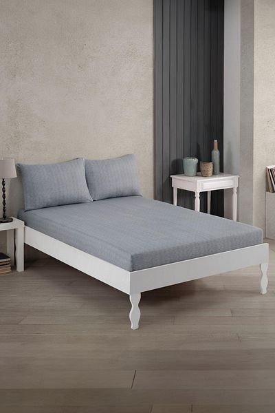 Newsevinç Ev Tekstili Double Combed Cotton Fitted Sheet 160 X 200 cm - Gray