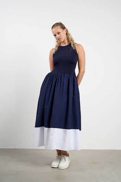 HANIQA Rochie de damă din bumbac pieptănat cu buzunare Princess Cut - 36-50 |   1027