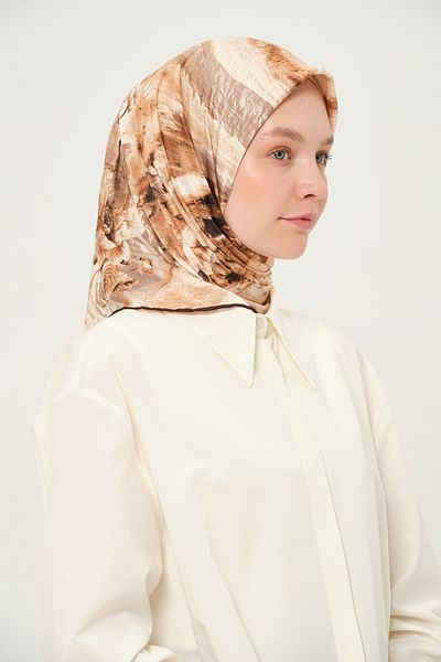 Madame Polo Eșarfă din Rayon Imprimată Multicoloră Anti-alunecare 90x90 Cm