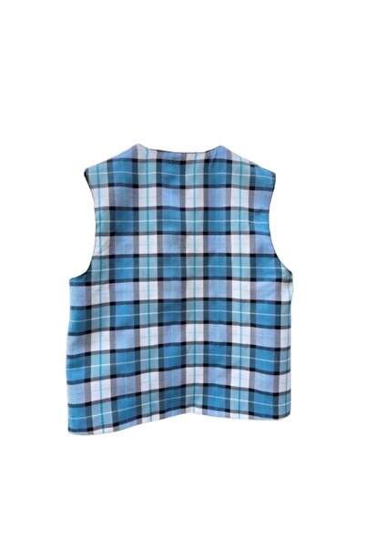 OEM School Vest, Plaid, Turquoise, Mihai Eminescu, 8 Years
