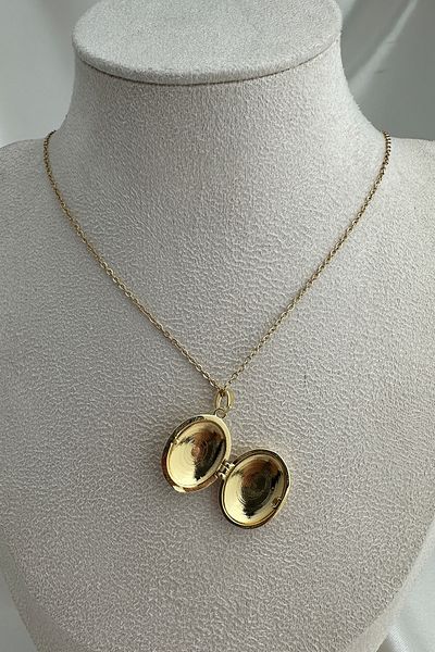 Modex Steel Gold Color Yellow Flower Motif Covered Necklace (40cm)
