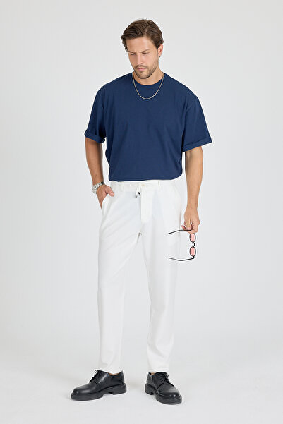 MODA Pars Brand Elastic Summer Jogger Pants White-Navy-Black Trousers Trend Pants