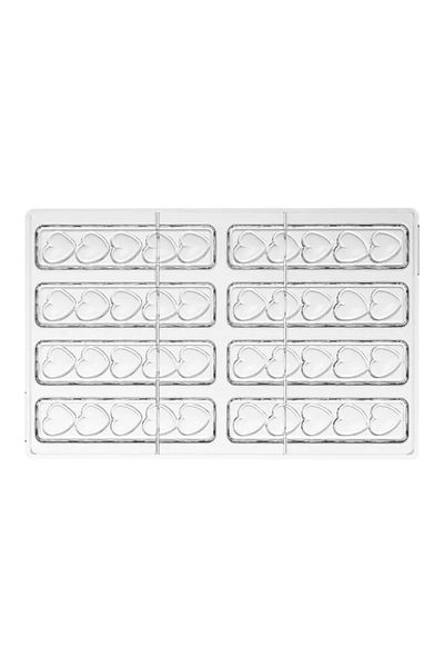 silikomart Polycarbonate mold for heart tablets, Tesoro-b, 8 cavities, 120 × 25 × 9 mm