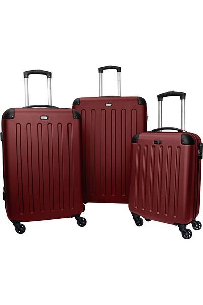 luna home Sibiu Set of 3 Austin Travel Pal trolleys with red hard case