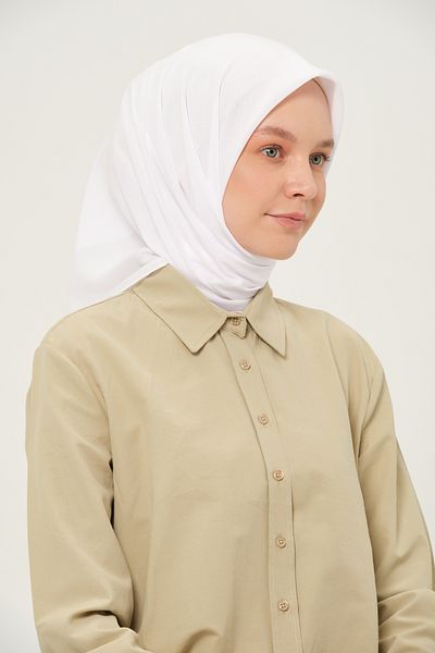 Madame Polo Plain Chiffon Square Scarf Optical White