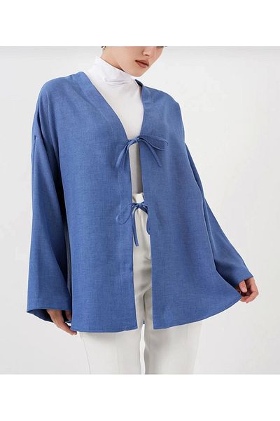 DEFNECE BUTİK Kimono de in - Albastru