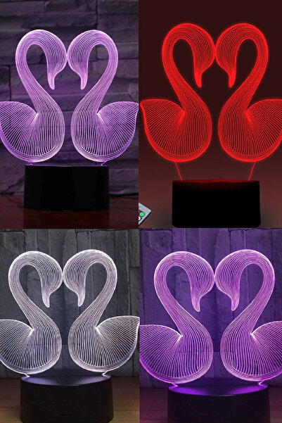 CİYU TİCARET 3D Kuğu Gece Lambası Dekoratif Masa Üstü Gece Lambası Led Işıklı...