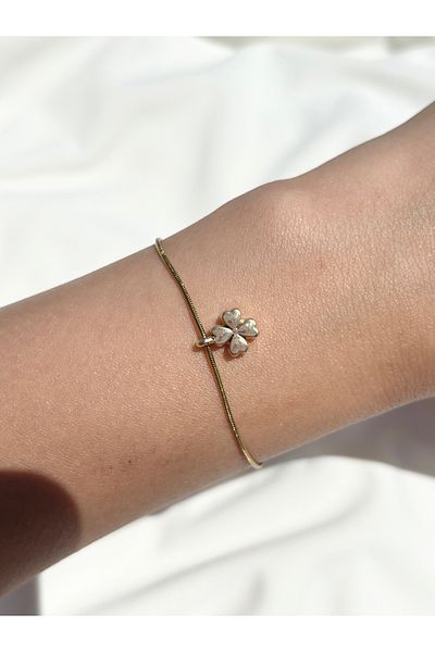 Eylülün Takısı Women's Gold Color Clover Bracelet
