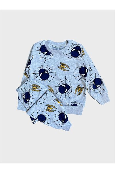 ALİŞ KİDS Boys' Cotton Gray Seasonal Long Sleeve Pajama Set