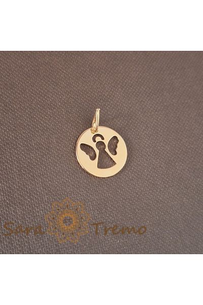 saratremo Pendant Medallion Coin with Angel Cutout, 1.5 cm