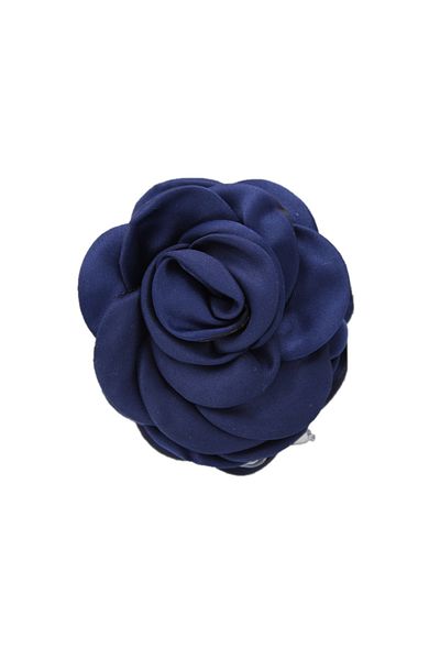Roberta Lorenz Women's Navy Blue Satin Rose Latch Buckle 10 cm