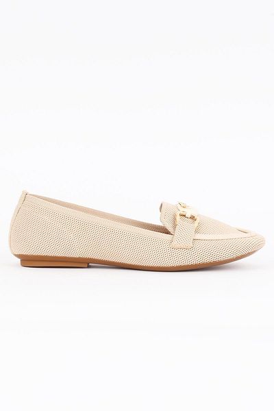 Paris Shoes Women's Beige Knitwear Casual Ballerinas - Flexira