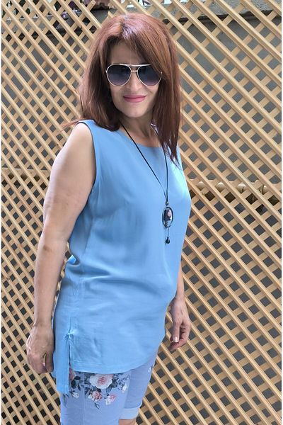 DenizEge Viscose Sleeveless Blouse Baby Blue