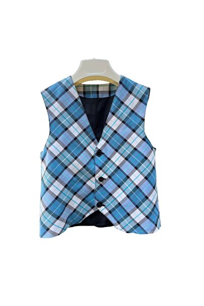 OEM School Vest, Plaid, Turquoise, Mihai Eminescu, 8 Years