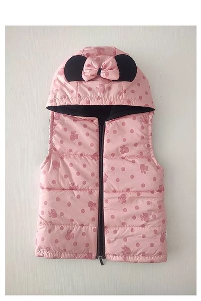 BEBENAZ Hooded Zipper Bow Girl's down Vest