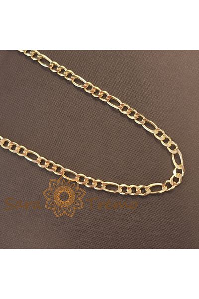 saratremo Unisex thick chain gold plated – classic 3 by 1 model, rounded links