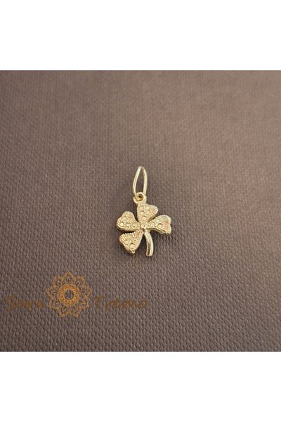 saratremo Unisex Pendant Plated with Gold - Four Leaf Clover, Lucky Symbol, 1 cm
