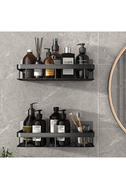 Cozy Nest مجموعة من رفين لحمام مع ملصق لاصق ومسامير بدون حفر مثبتة على الحائط