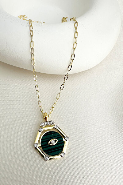 Modex Gold Color Necklace with Hexagon Figure Eye Detail (50cm)