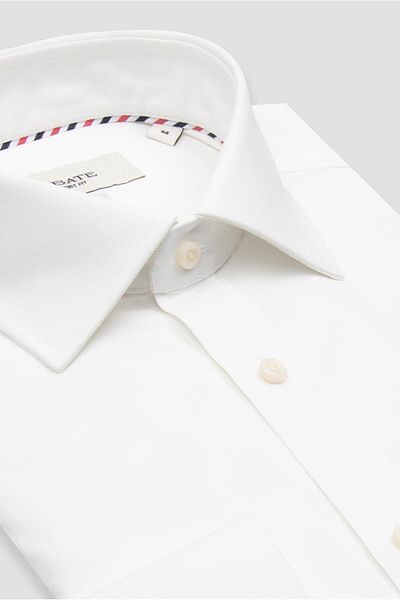 Abbate Rico Jersey Cotton Blend Comfort Fit White Classic Collar Men's Plain Shirt