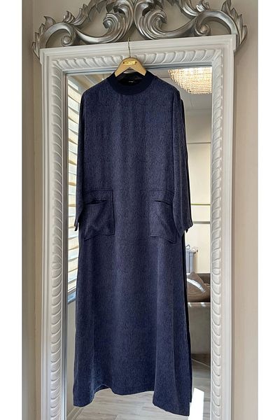 Invee 7136 Patterned Modal Dress - Navy Blue
