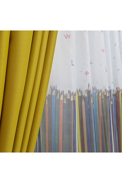 Perdelenoi by Igni Comex Blackout Drapes, Plain Mustard, Set Of 2pcs