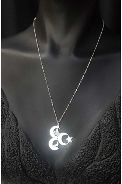 vogutima jewelery&silver by timuçin mavili Kadın Gümüş Kolye - Üç Hilal Tuğra...