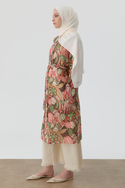 Tuğba Robalı Çiçek Desenli Tunik - Somon