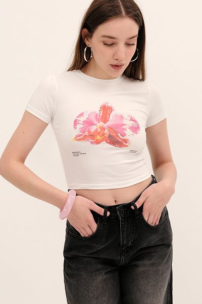 Addax Floral Printed T-Shirt P1807