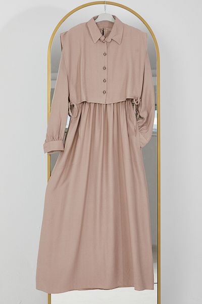 DPARİS Hijab Dress with Tie-Up Vest on the Sides