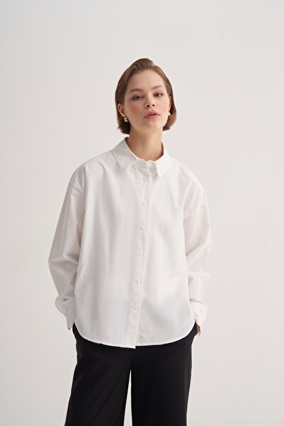 EBU Prive Women's Poplin Basic Shirt Ecru
