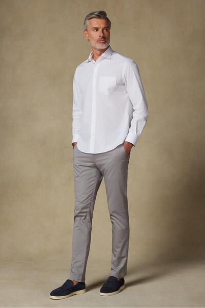 Abbate BB Club Lima Poplin Pamuk Polyester Regular Fit Beyaz Klasik Yaka Erkek Düz Gömlek