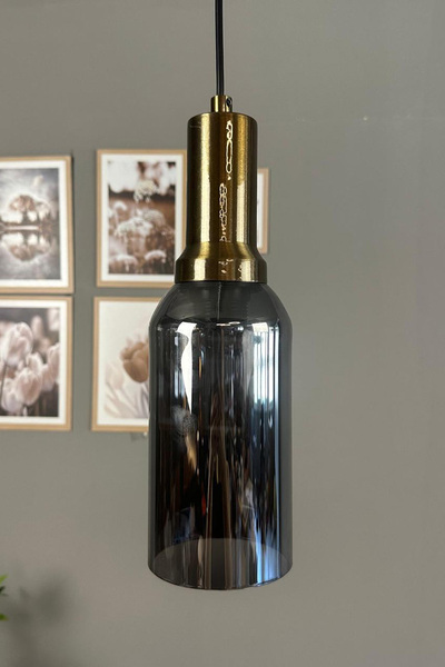 Bamyum Windy Cam Füme Tekli Avize Eskitme Fener Başlık Retro Sarkıt Lamba Salon Aydınlatma