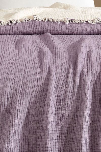 VAROL Single 5 Layer 100% Cotton Muslin Bedspread - Lila