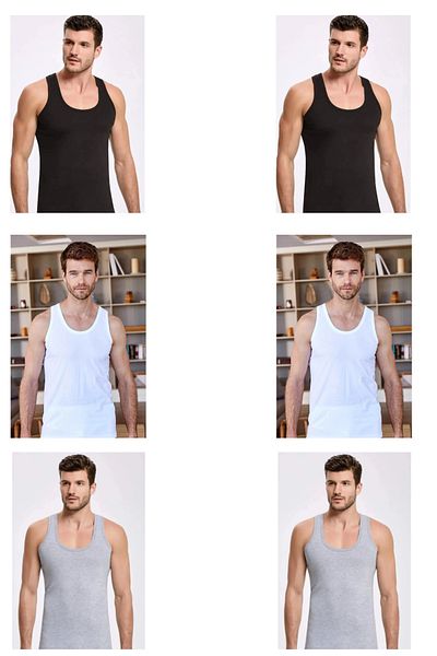 QULAT Men's Cotton Plain Classic Undershirt Mixed Color / 6 Pieces