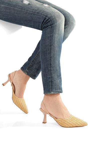 PAYZİN '' Rengi̇n'' Kilim Patterned Pointed Toe Open Back 9 cm Goblet Heel Women's Shoes New Season