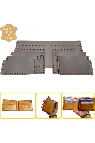 ipekbazaar Ready Cut Leather for Meriç Genuine Leather Men's Wallet with Sewing Holes