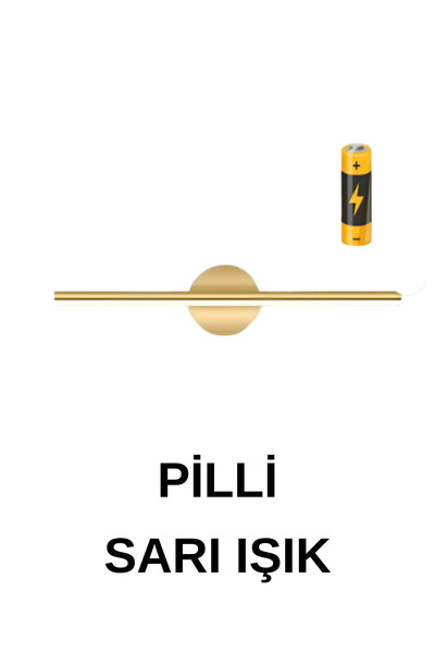 luxshome Modern Kablosuz Tak Çalıştır Ledli Pilli Aplik Banyo Tablo Ayna Aydınlatma Eskitme Gold Pil Dahildir