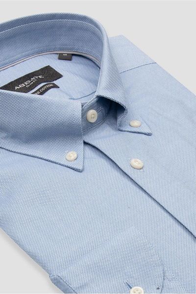 Abbate Carlo Royal Oxford Cotton Slim Fit Light Blue Button-Down Collar Men's Solid Shirt