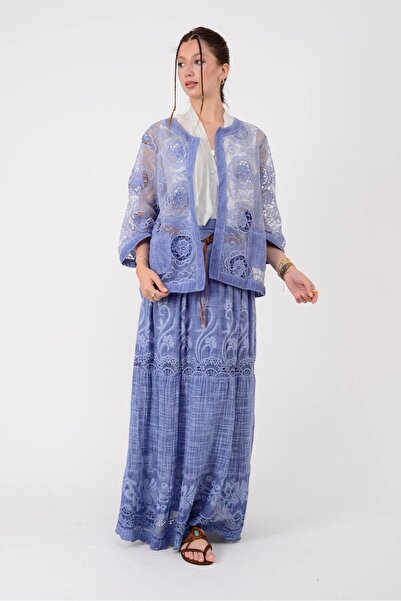 Park Moda Sn722 Belt Detail Cotton Skirt