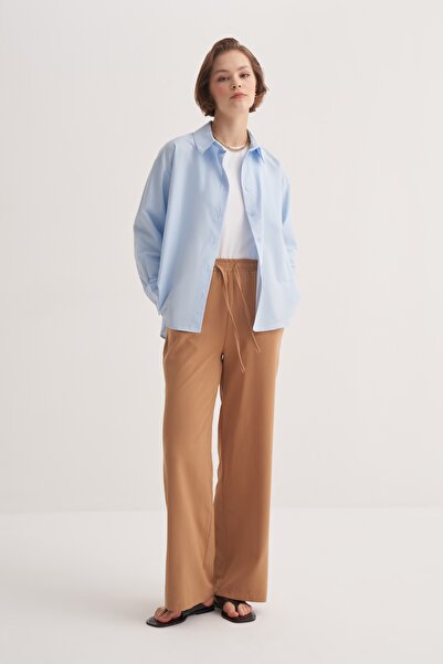 EBU Prive Γυναικείο πουκάμισο Poplin Basic Μπλε